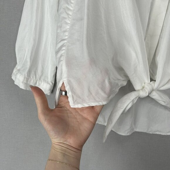 Maeve Anthro Womens Top Extra Small White Button Front Shirt Knot Tie Blouse - Picture 10 of 14